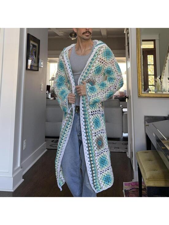 Sweaters - 🧶 Handmade Crochet Hooded Granny Square Duster Cardigan – Women’s XS/S